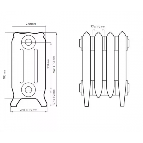 Радиатор чугунный РАДИМАКС Bristol 300, 1 секция, BR 300
