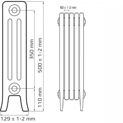 Радиатор чугунный РАДИМАКС Loft 350, 1 секция, LF 350